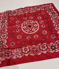 Vintage Selvedge Cotton Red Bandana Floral Butterfly Print RN 13960