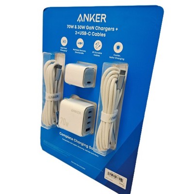 Anker 70W & 30W GaN USB-C Charger Bundle w/ 2 6ft USB-C Cables OB NEW