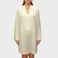 Valentino Women's Logo Chain Cream Silk Dress, size UK12
