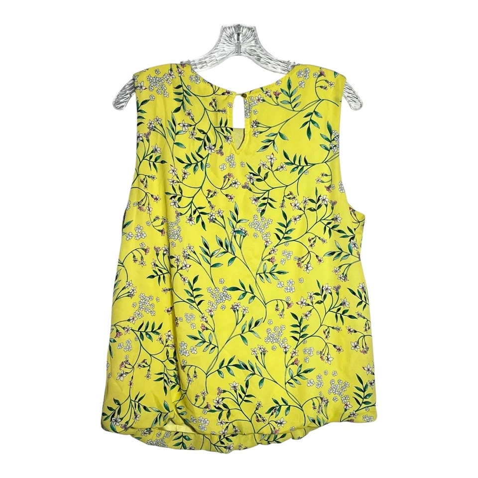 Liz Claiborne Yellow Floral Sleeveless Blouse Career Top Size L - Image 4 of 4