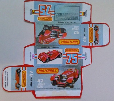 Vorlage für Repro Box Matchbox Superfast Nr. 47 Jaguar SS 100