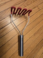 Tovolo Silicone Potato Masher Red Sorbet Stainless Steel Handle Dishwasher Safe