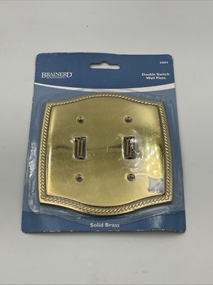 Brainerd Double Switch Wall Plate Solid Brass 64059  Braided Edges H1