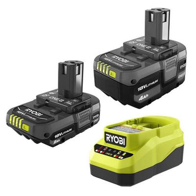 #ad RYOBI ONE 18V Lithium Ion Starter Kit w 2.0 Ah amp; 4.0 Ah Battery amp; Charger $59.95