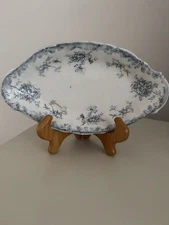 Antique W.H Grindley Blue Floral wildflower Royal Ironstone Relish Dish