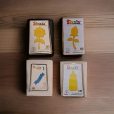 Lot Of 4 Original Medium Sizzix dies Scrapbooking Crafts Flowers Banner Bottle