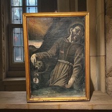 Scuola Italiana XVII-XVIII – San Francesco in Estasi, Olio su Tela Antico