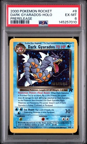 2000 POKEMON ROCKET PRERELEASE #8 DARK GYARADOS-HOLO PSA 6