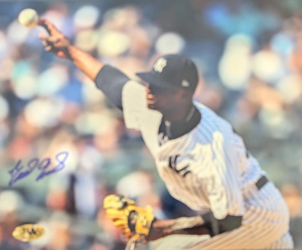 Paquete de fotos automático 8x10 de los Yankees x9 Cerone Leyritz Mussina Tiant Brosius Austin Foto 2 de 4