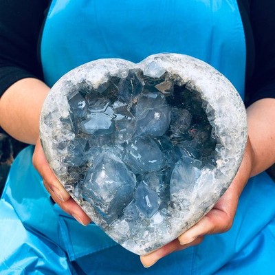 3.74LB Top natural blue crystal cave quartz crystal cave mineral specimen 4510