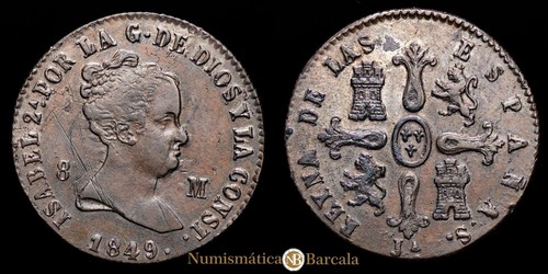 Isabel II 8 Maravedís (9,38g) 1849 Jubia AC-116 EBC- - Picture 1 of 3