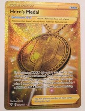 gold heroes medal pokemon card price Hero’s - 201/185 Full Art Secret Rare Trainer that player takes 1 fewer Prize card Pokemon Card Hero's Medal 201/185