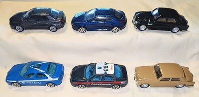 Lot of 6 Alfa Romeo 1/43 Diecast Cars, Burago, Brumm, Polizia, Carabinieri