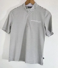 Cutter & Buck Woman's Gray White Stripe 1/4 Zip Short Sleeve Polo Shirt Size S