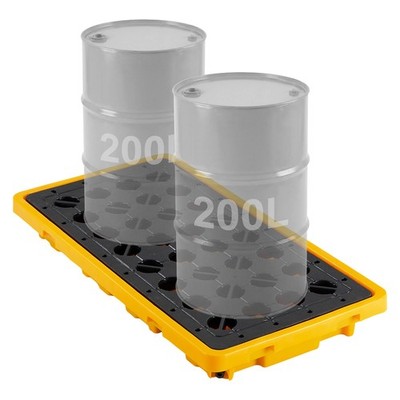 Uimoso 2-Drum Spill Containment Pallet, 4409 lbs Capacity, Durable HDPE, Yellow