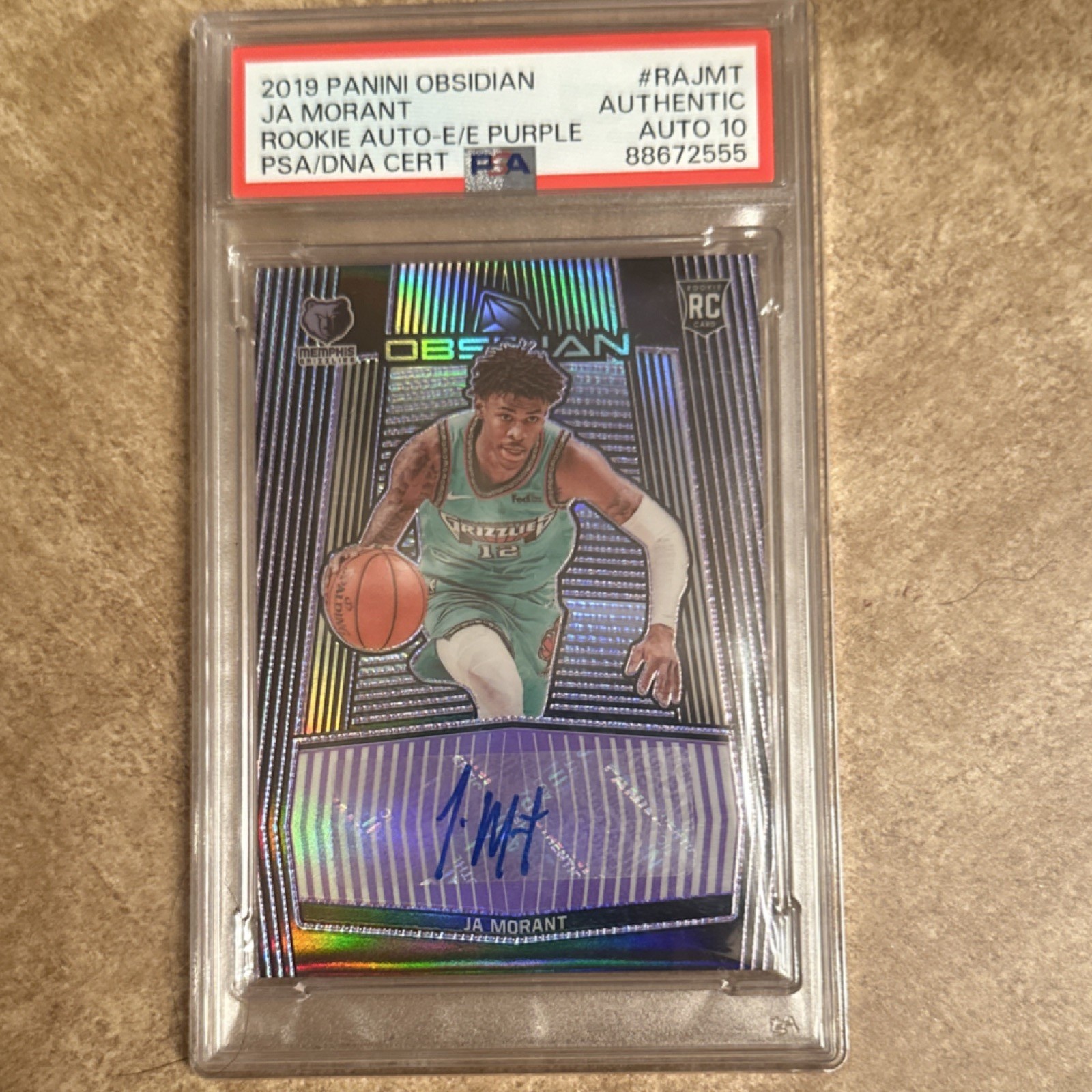 2019-20 Panini Obsidian Ja Morant Rookie Autographed Memphis Grizzlies #RA-JMT
