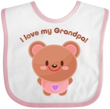 Inktastic I Love My Grandpa- Cute Baby Bear Baby Bib Grandfather Grandchild Girl