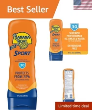Water-Resistant SPF 30 Sport Sunscreen Lotion - 8 Fl Oz for Active Lifestyles