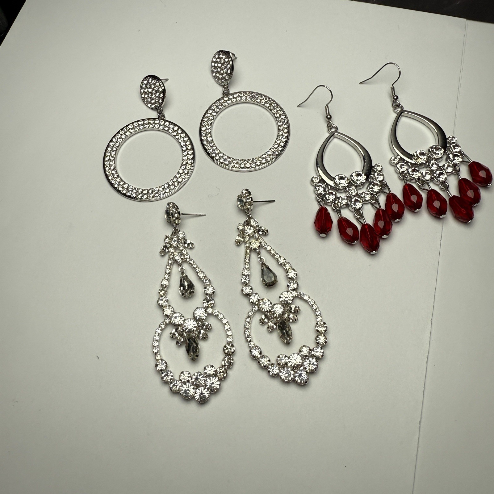 Clear Rhinestone Dangle Drop Pierced Earrings Lot… - image 16