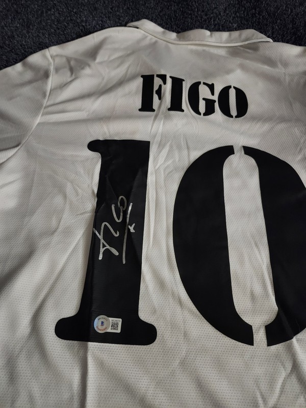 Luis Figo Hand Signed Soccer Jersey- Real Madrid  FC / Beckett-COA 