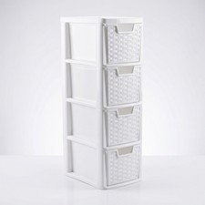 Medium Rattan White Storage Drawer 3,4, 5 Drawers Tower Unit Home Office School
