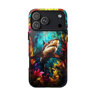 For iPhone/Galaxy/Pixel | Rugged Case | Shark Stained Glass Ocean Marine