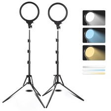 2 Pack 8" Circular Panel Light with Tripod Stand for Studio Makeup Video Photo