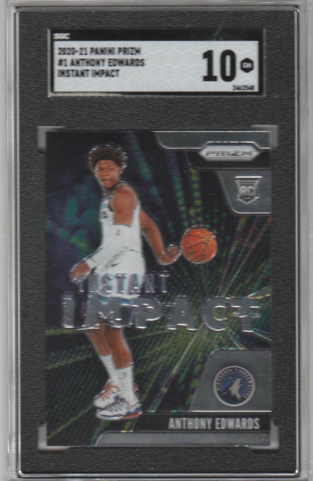 2020-2021 Panini Prizm Anthony Edwards RC Instant Impact #1 SCG Gem Mint 10 !!