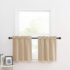 NICETOWN Short Blackout Curtains - 29"W x 24"L Pack of 2 , Biscotti Beige