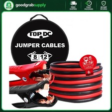 Jumper Cables 12ft Copper-clad Aluminum 8 Gauge With Insulated Clamps