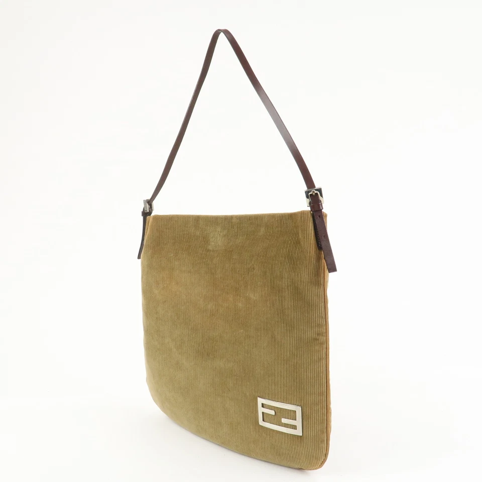 Bolso de Hombro FENDI Pana Cuero Marrón 26733 Auténtico Usado Envío Gratis Foto 3 de 4