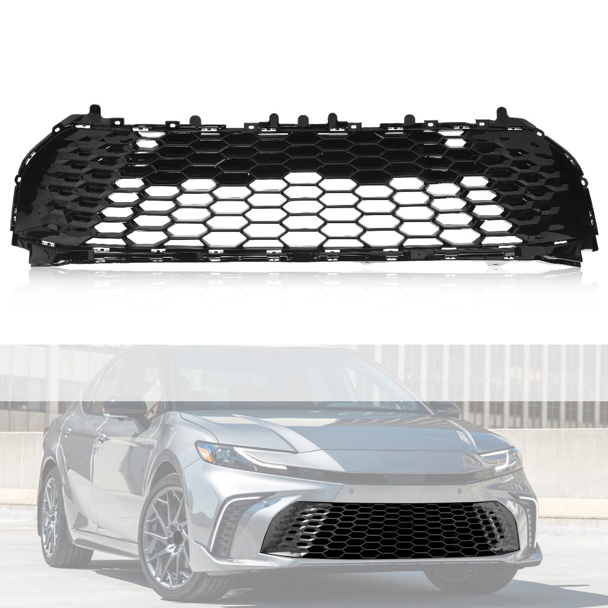 Front Bumper Lower Gloss Black Grille Fits 2025 Toyota Camry SE