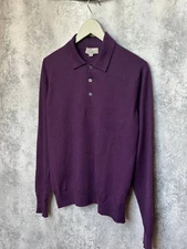 RRP 565$ CANALI Lana Wool Polo Long Sleeve Sweater Jumper Purple Men's Size 52