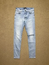Men’s Amiri Jeans Skinny Fit Distressed Ripped Knee Blue - Size 32 