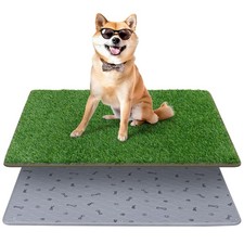 Dog Grass Mat with Pee Pad - Indoor/Outdoor Artificial Turf Potty Training 24.5x