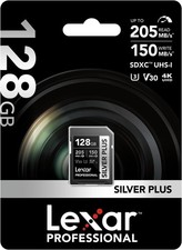 Lexar Professional 128GB SILVER PLUS SDXC Memory Card UHS-I V30, UK Seller