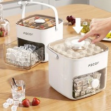 One-Touch Press Ice Cube Tray 48 Grids Double Layer Maker Storage Box & Clip