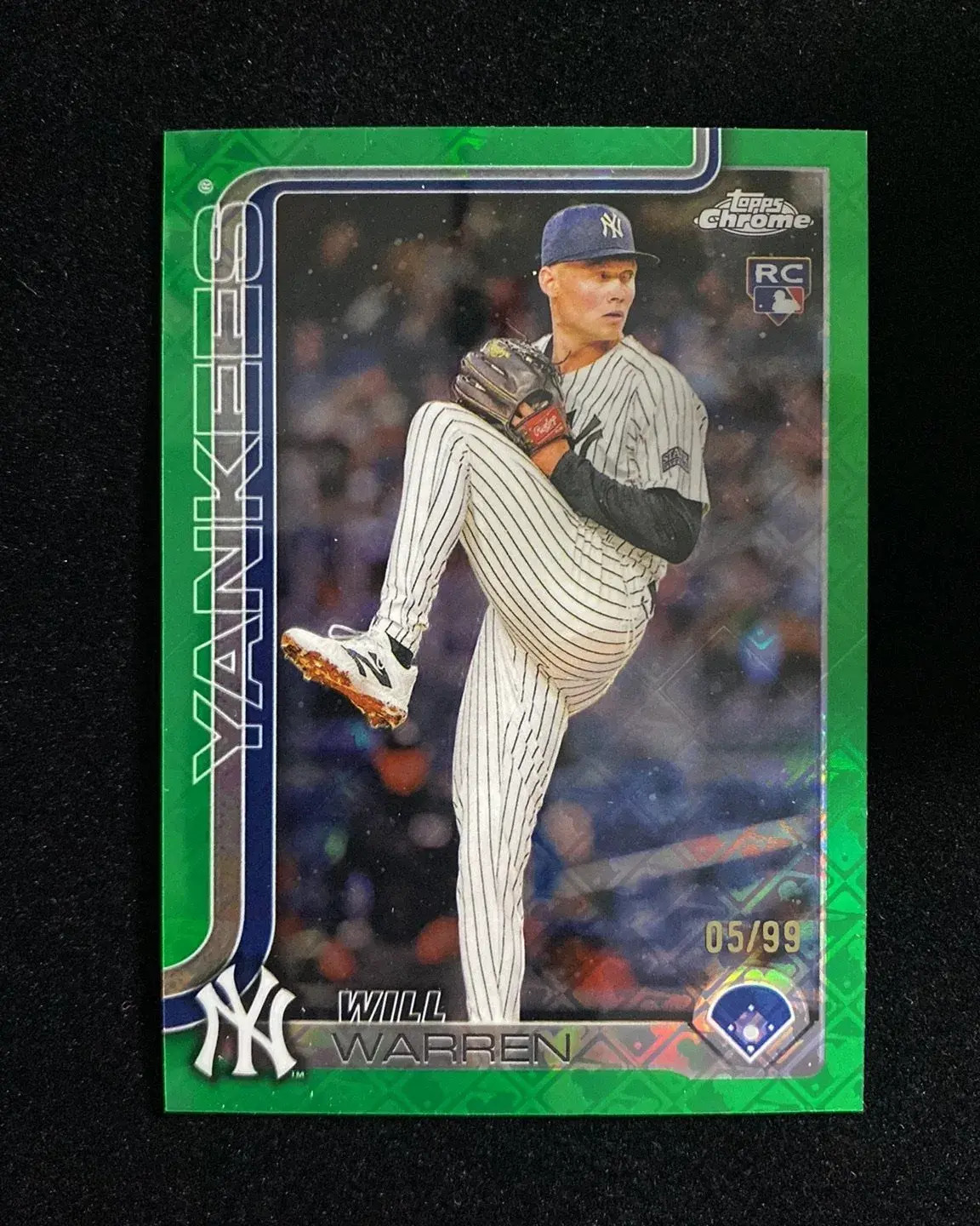 2025 Topps Chrome Logofractor Green #81 Will Warren RC Rookie 5/99 Yankees 999