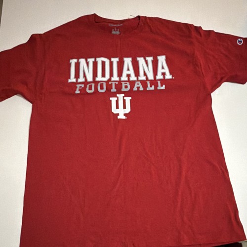 Champion Indiana Hoosiers Football Men's Red Graphic Print T-Shirt Size L NWOT