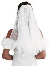YAEISM Polka Dot Veil 2 Tier Swiss Midi Wedding Double Large, White