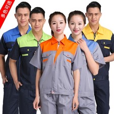 Men Work Shirt Auto Mechanic Technician Uniform Short Sleeve Industrial Set