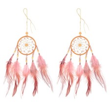 2pcs Dream Catchers with Crystal Beads Wall Decor for Decoration Brown