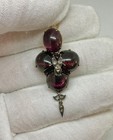 Georgian Garnet Rose Cut Diamond Fly Locket Pendant Necklace Antique Gold 1800 — photo 5