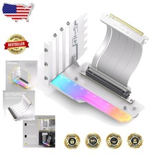 Stunning White Vertical GPU Mount PCIE 4.0 ARGB 115mm Riser Flexible Extension