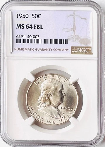 1950 Franklin Half Dollar NGC MS64 FBL
