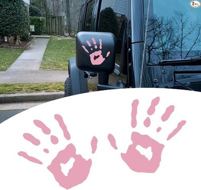 2 PCS Personalized Car Mirror Decorative Sticker, 4.13'' x 3.93'' Personalized Han