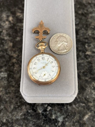 Antique 1911 ELGIN Fancy Dial Grade 324 Gold Filled Pocket Watch 0s 7j - Repair