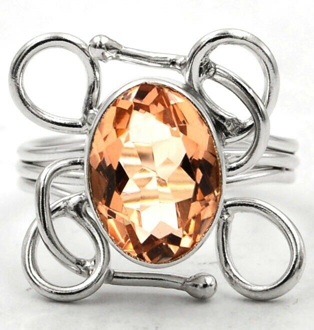 3CT Natural Padparadscha 925 Solid Sterling Silver Ring Sz 8.5 @4-7
