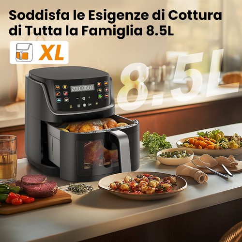 Friggitrice ad Aria, 8,5L XXL con LED Touch Display a Colori, 12 Funzioni - Foto 5 di 8