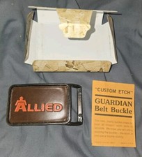 70's Allied Trucking Transportation Vintage leather Belt Buckle W/ Box